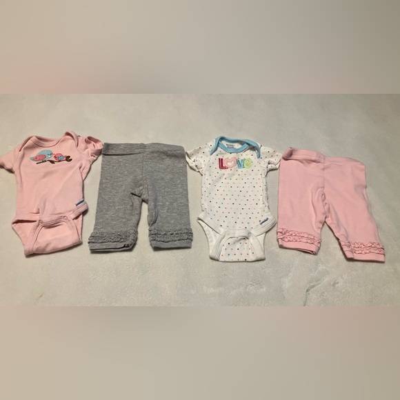 Gerber Other - Gerber Pink and Gray Outfit Set - Birds & Love